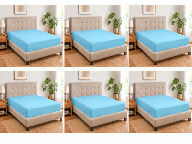 Everyday Collection Fitted Sheet - 90GSM -Sky Blue - Super King XL (6pc)