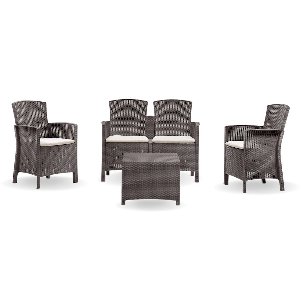 ECONOFURN Bica Lido 4 Piece Rattan Patio Set - Taupe
