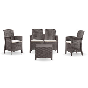 ECONOFURN Bica Lido 4 Piece Rattan Patio Set - Taupe