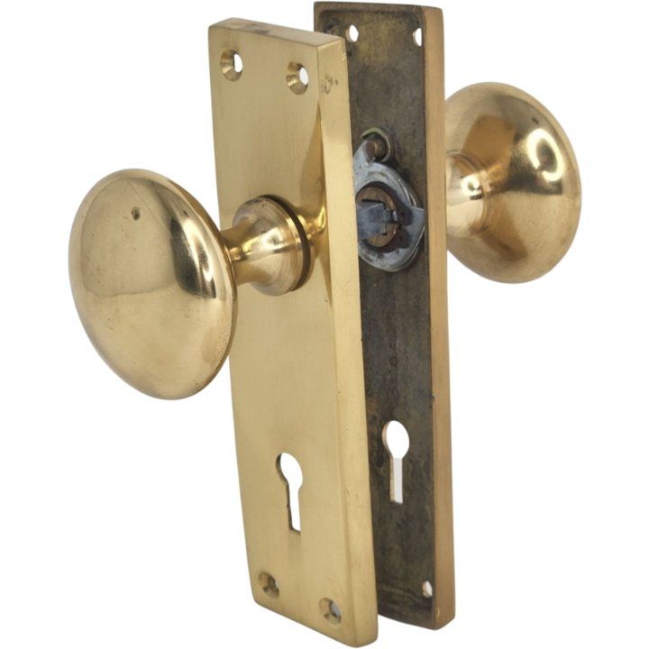 Solid Brass Round Knob on Plate
