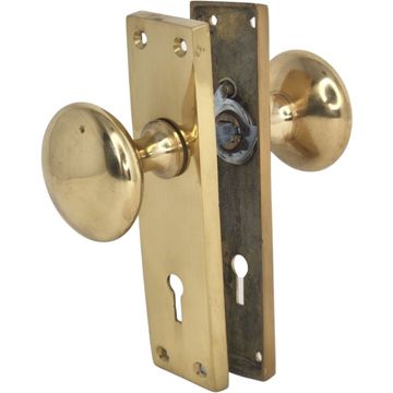 Solid Brass Round Knob on Plate