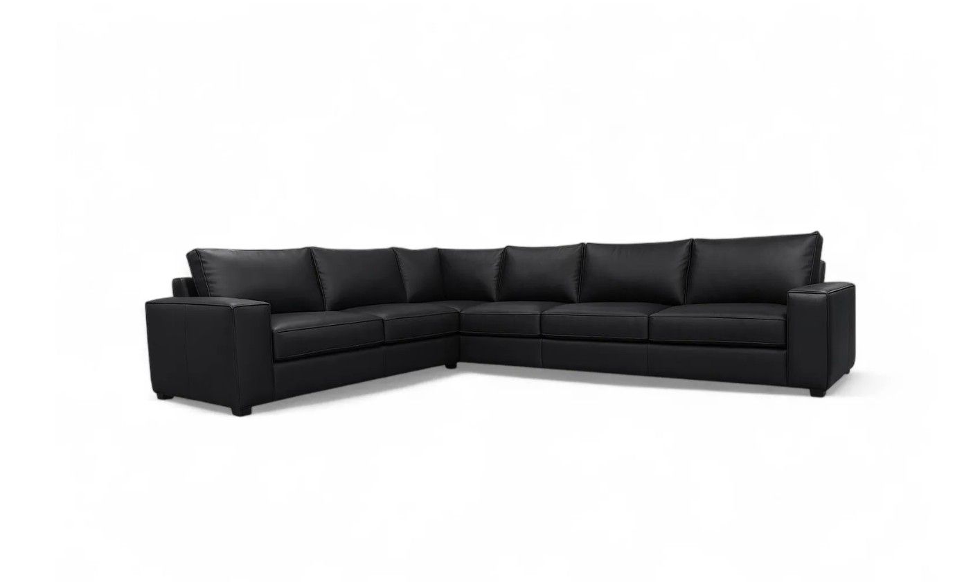 Amsterdam Leather Couch Black Left Sided
