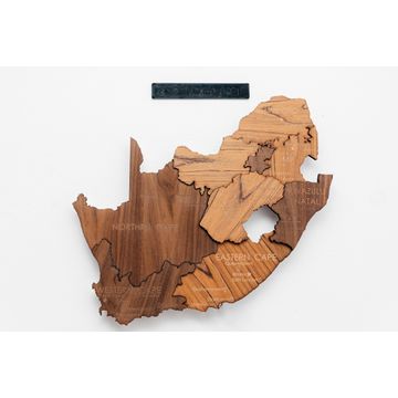 3D South African wooden wall map