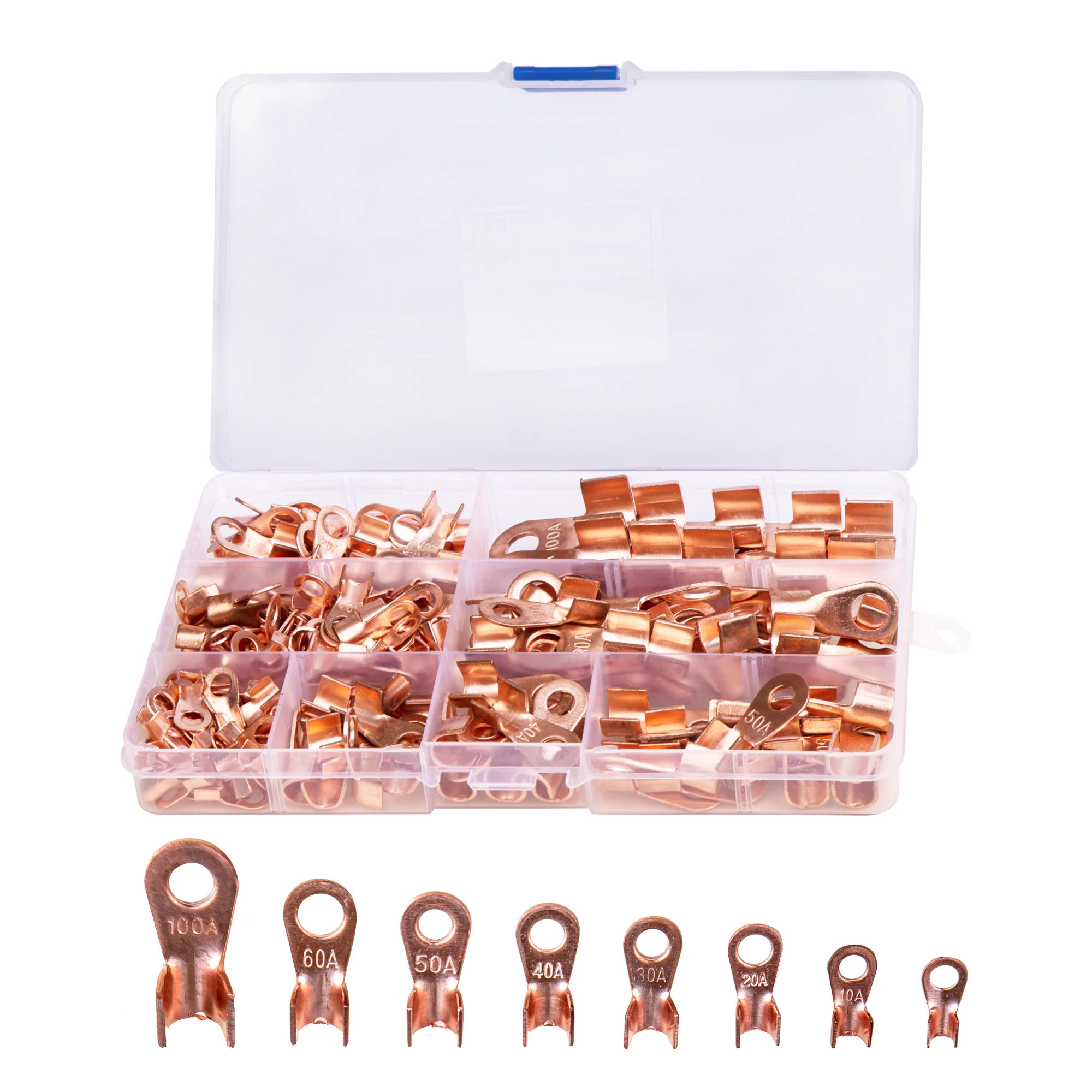 185PCs Open Barrel Copper Wire Lugs Battery Cable Ends