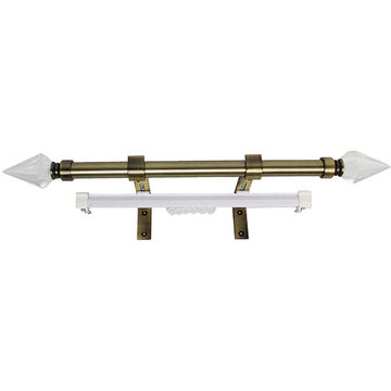 Matoc 25mm Pole and Single Rail Kit - Crystal Arrow Finials - Antique Brass - 3.0m