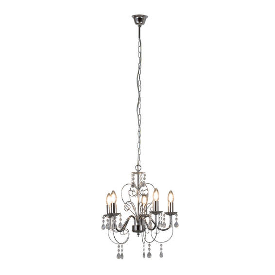 chandelier light cleo crystal 5light chrome
