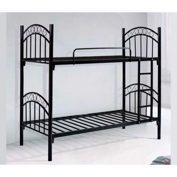 Elegant Arched-Frame Twin Metal Bunk Bed with Scrollwork Detail