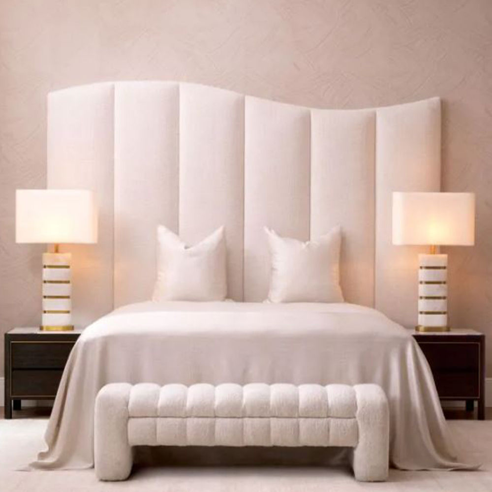 Magnolia Upholstered Boucle Headboard Light Stone Double