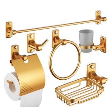 BATHROOM ACCESSORIES 6PC SET - GOLD