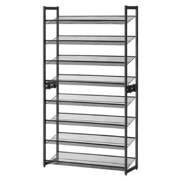 8-Tier Black Shoe Rack – Large Capacity Shoe Organizer
