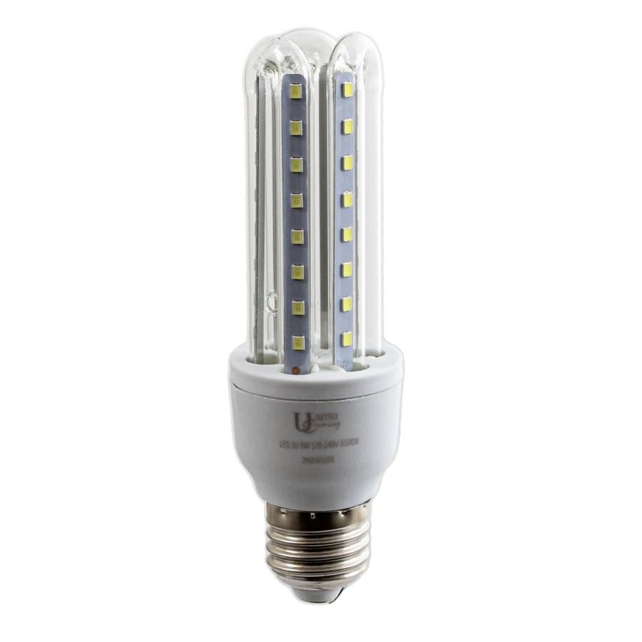 United Electrical Lamp Led 3U Cw E27 9W- 2 Pack
