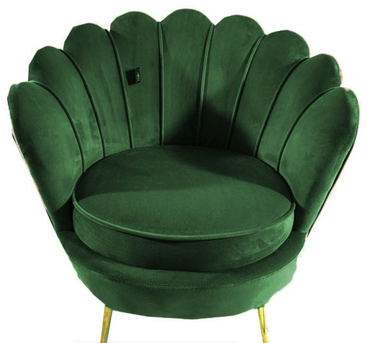 Tulip Sofa Chair Gold Legs - Emerald Green