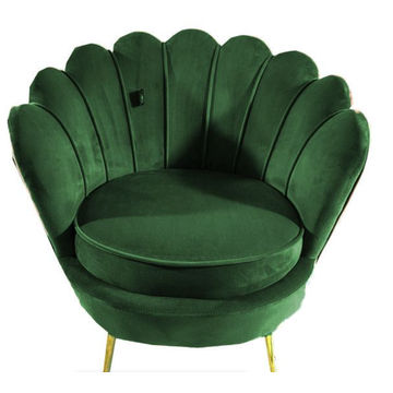 Tulip Sofa Chair Gold Legs - Emerald Green