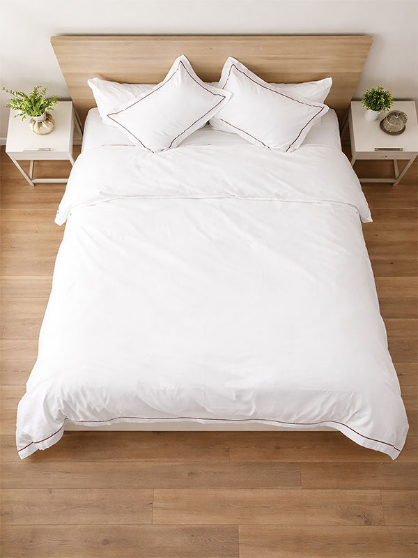 Rey's Fine Linen - Egyptian Collection - Oxford Satin Stitch Duvet Cover - Red Pear - Single(01 Set)