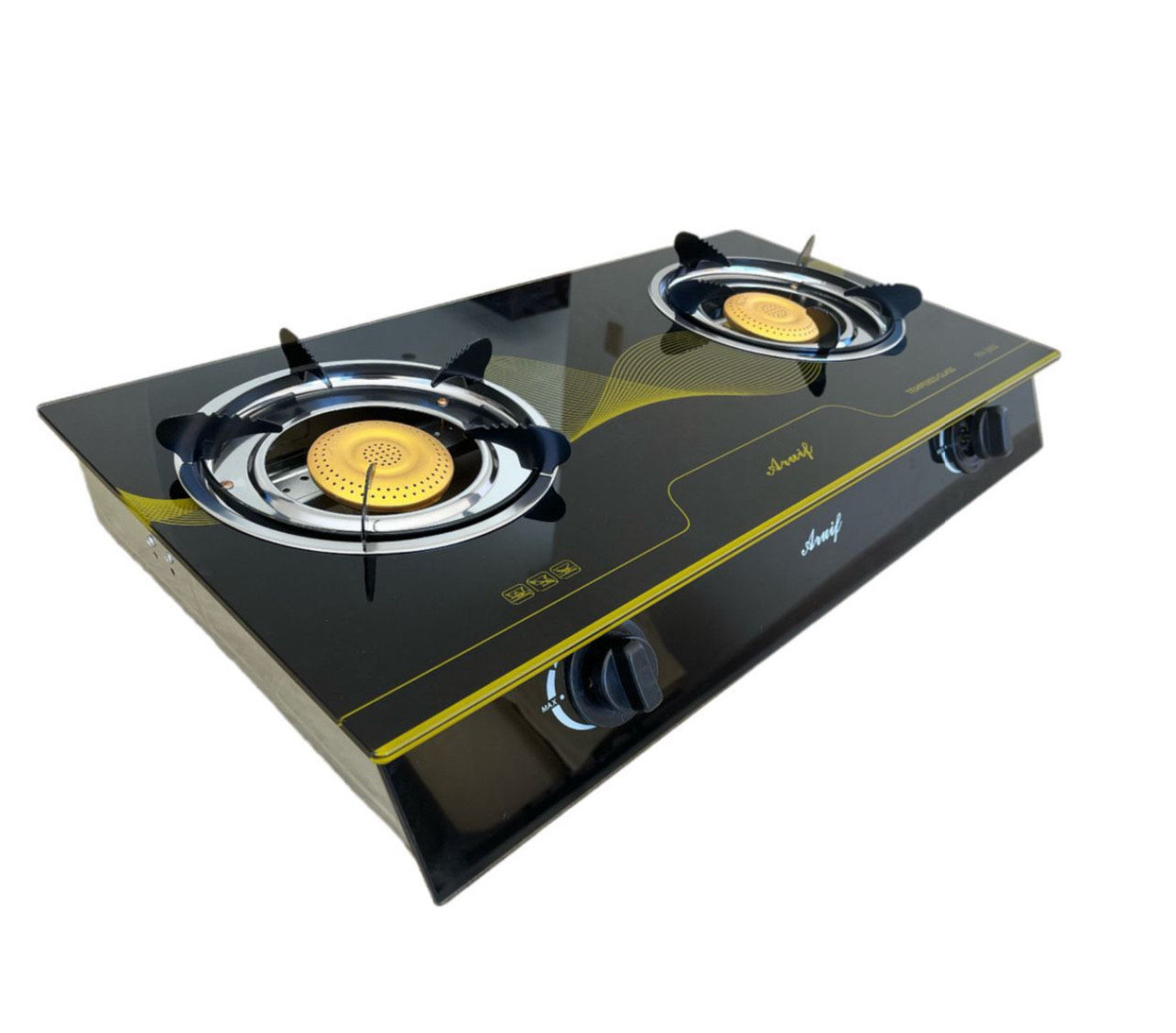 Aruif- Two Burner Auto Ignition Tempered Glass Gas Stove