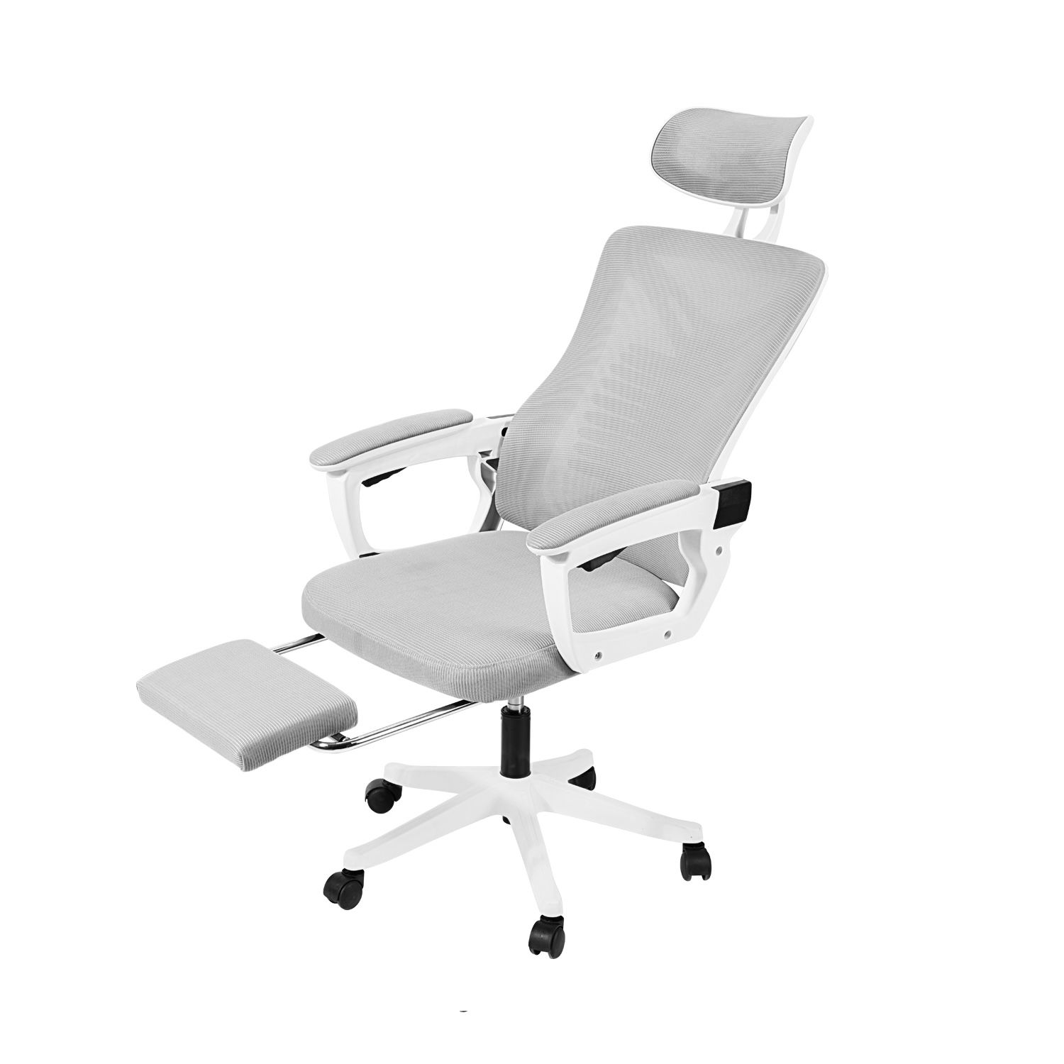 Deli Multifunctional Ergonomic Office Chair Grey with Adjustable lumbar support Retractable pedals