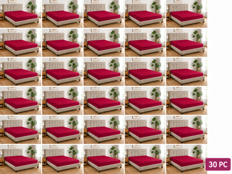 Everyday Collection Fitted Sheet - 90GSM -Pomegranate - King XL (30pc)