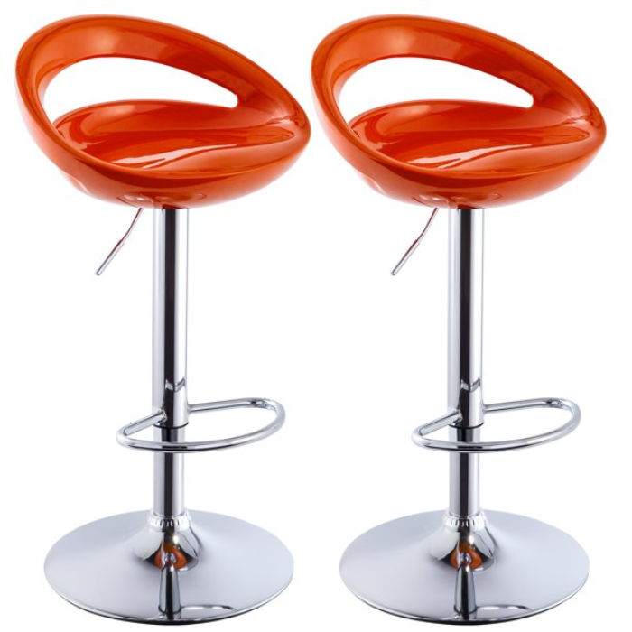 Bar Stools / Kitchen Counter Breakfast Chairs - 2 Pack - Wine Red (Maroon)