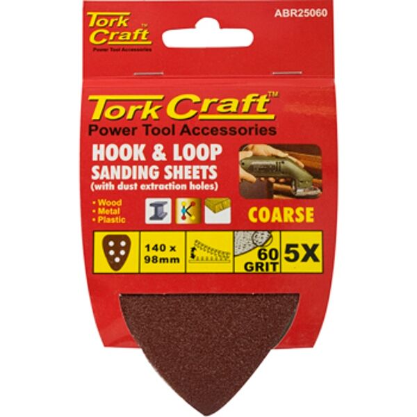 Sanding Triangle 60 Grit 140 X 140 X 98Mm 5/Pack W/H Hook And Loop ...