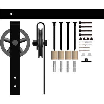 2000mm Barn Door Rail Kit with 120mm Aluminium Spoke Wheels – Smooth &amp; Durable