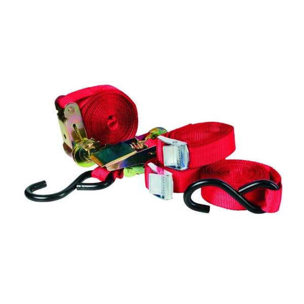2Pc Ratchet Tie Down Strap 25mm x 5M Set