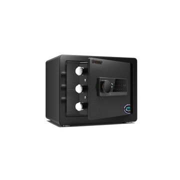 Steel Biometric Safety Box Fingerprint Safety Box Alarmed Safety Box 25cm High Horizontal LCD Touch Screen