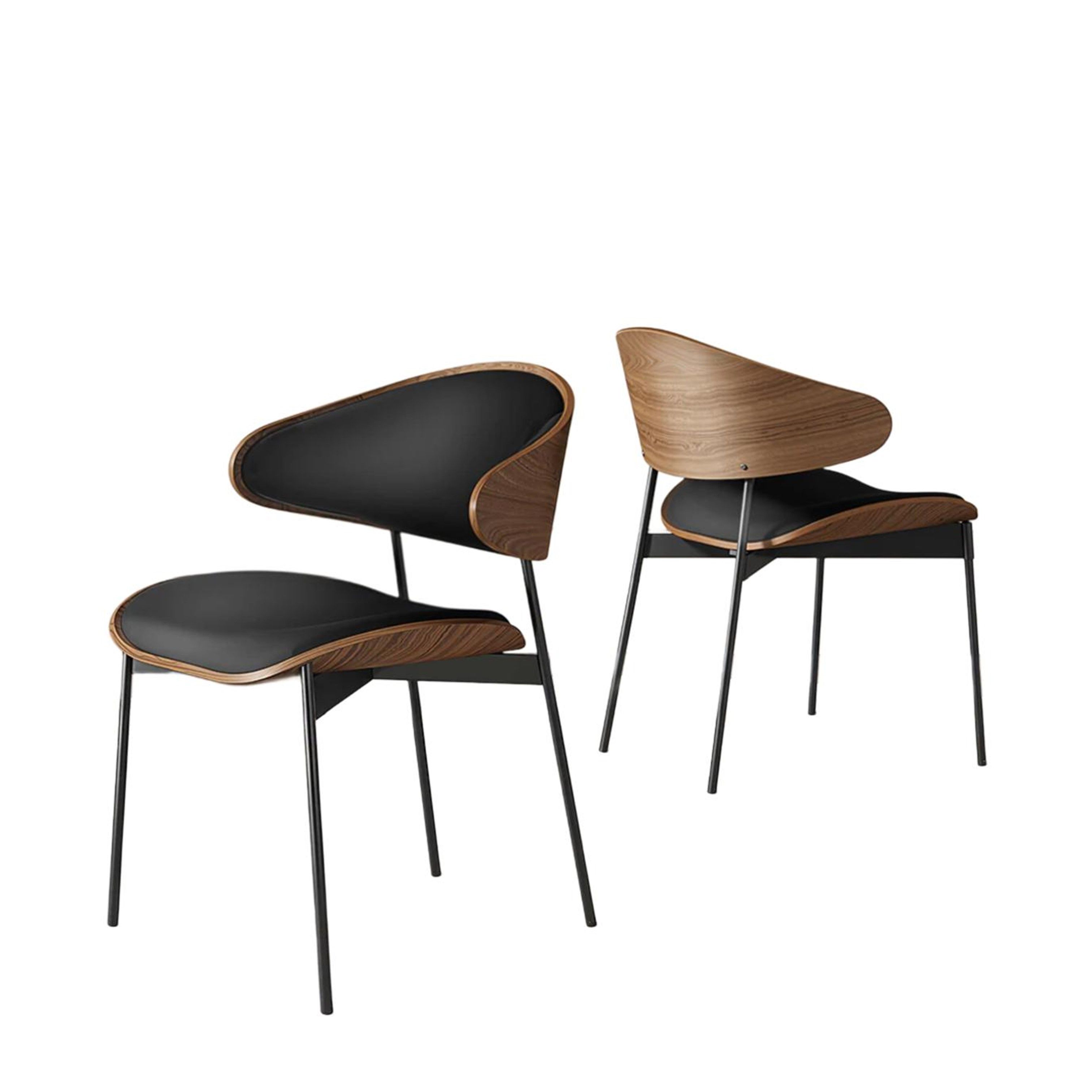 2 Modern Curved Wooden Dining Chairs