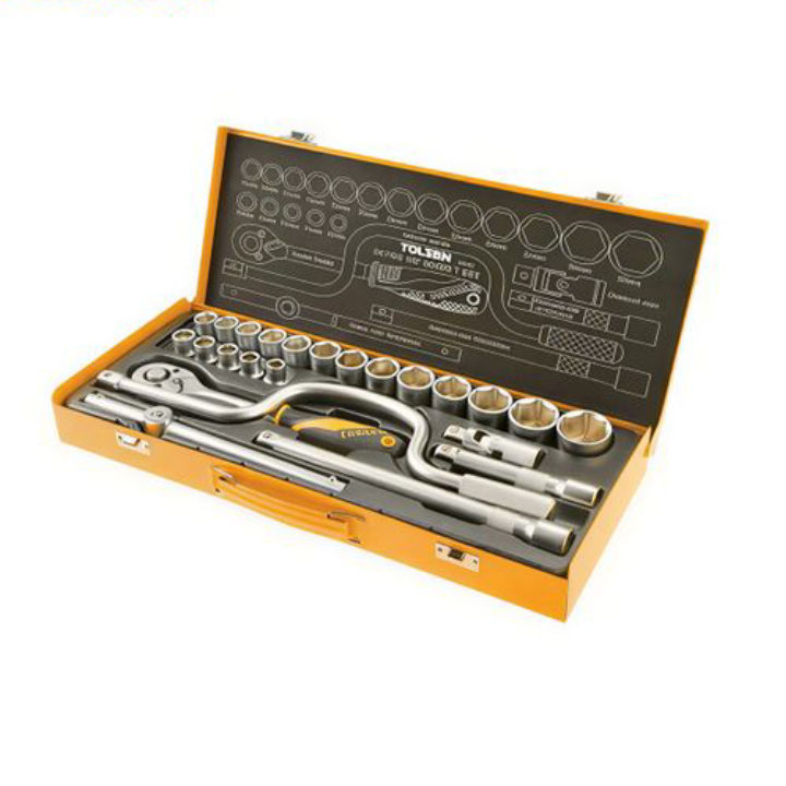 Tolsen - Socket Set 24Pc 10-32mm 1/2" In Metal Case