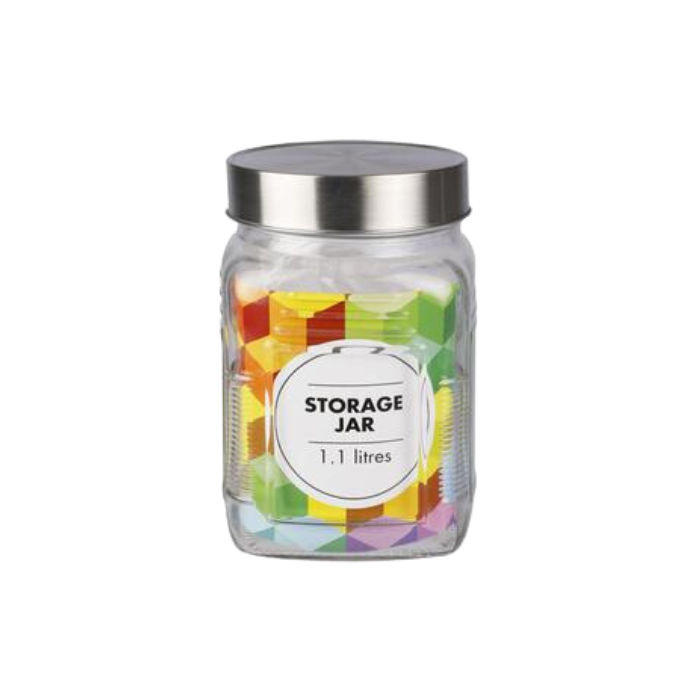 Storage Jar Glass Square 10x15cm 1.1L