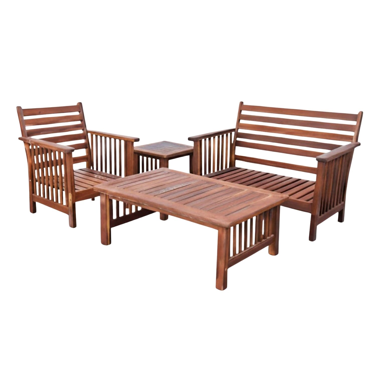 Zambezi Teak Lounge Set 4-Piece 3-Seater 1 1-seater 1 Two-Seater Coffee Table Side Table (Cushions Sold Separately)
