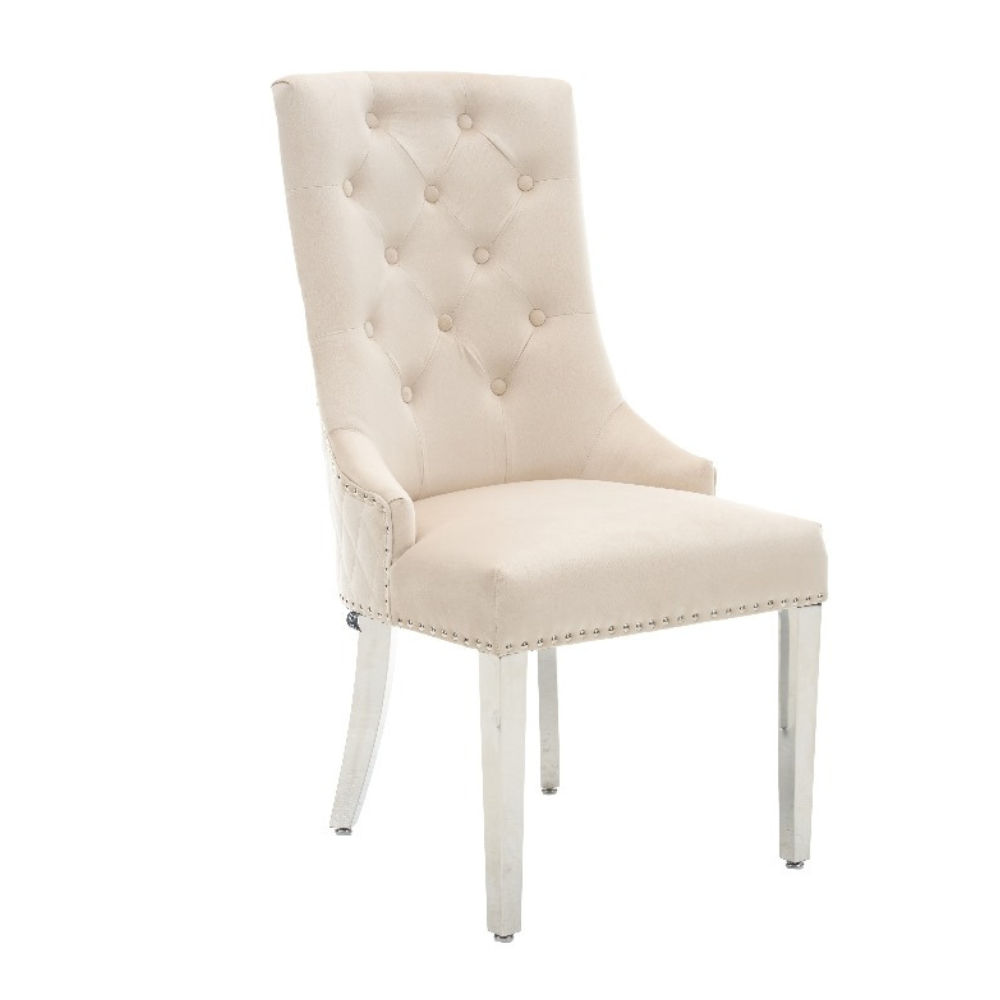 Emiola Dinning Chairs Beige/Silver