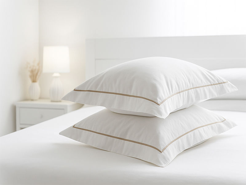 Rey's Fine Linen - Egyptian Collection - Oxford Satin Stitch Pillow Cover - Creme Brulee - King (01 Set)