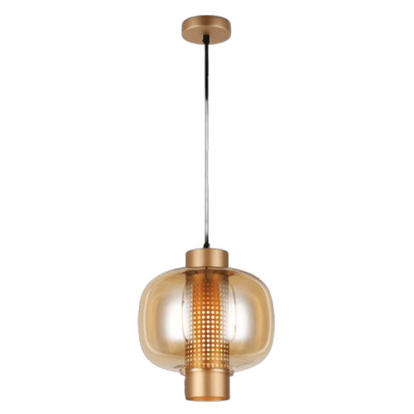 230v 40W E27 Medium Chicago Glass Pendant (Satin Gold)