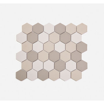 Mosaic Porcelain - Medium Beige Hexagon - 282x325 (per sheet)