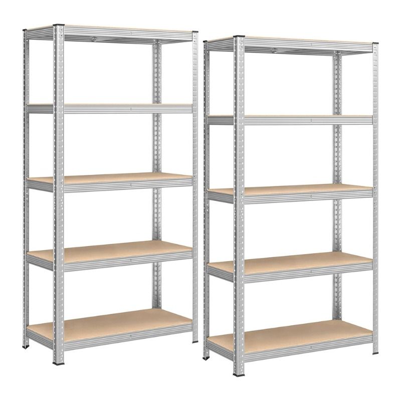 Songmics 5-Tier Industrial Style Storage Shelf, Set of 2, Silver
