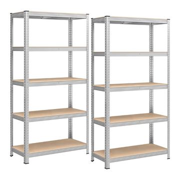 Songmics 5-Tier Industrial Style Storage Shelf, Set of 2, Silver