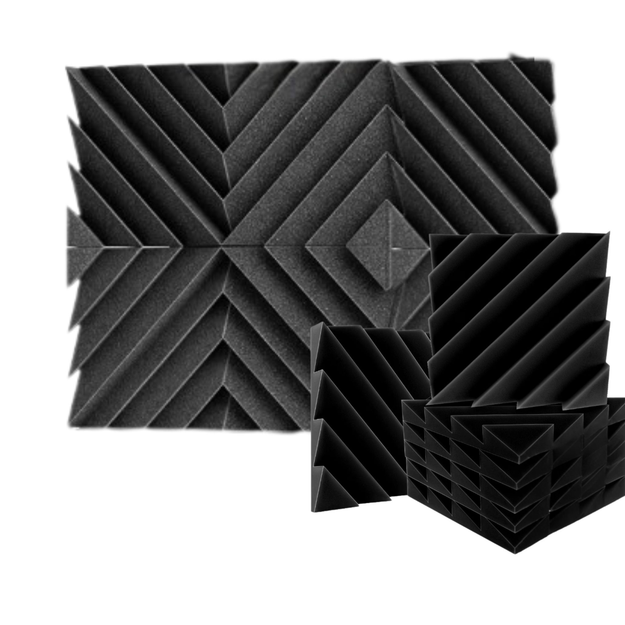 Echo-Less Diagonal Acoustic Foam Panel - Black (12 Pack)