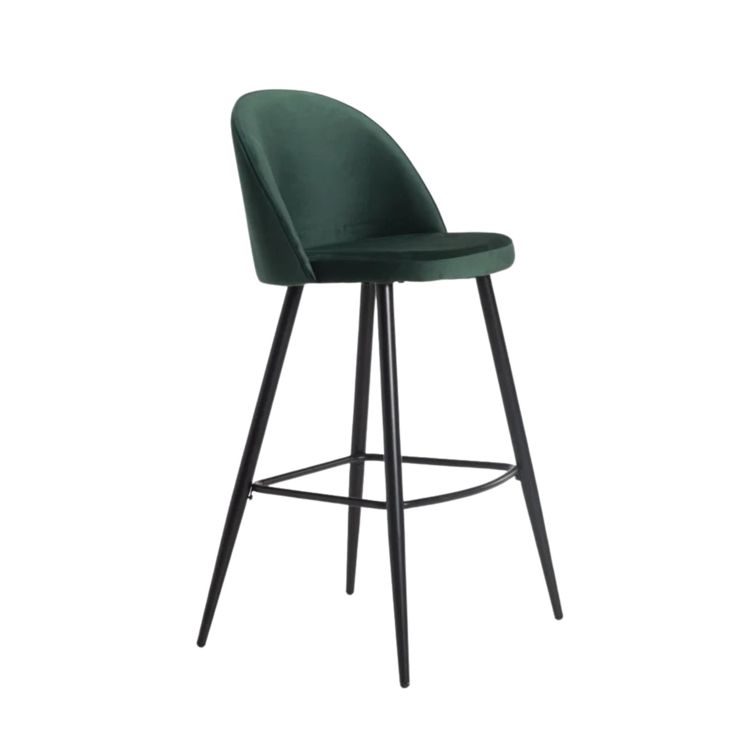 Luxury Velvet Barstool with Metal Frame - Forest Green