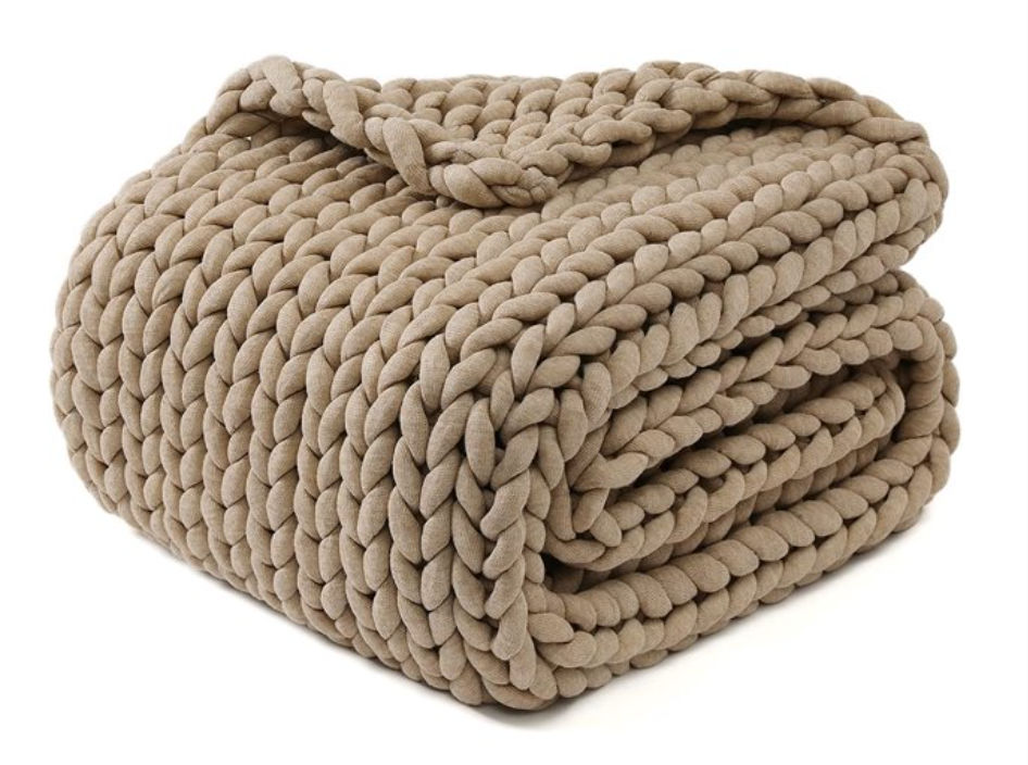 Super Chunky Tube Yarn Throw - TAUPE BROWN