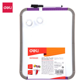 Deli Purple Magnetic Whiteboard Set 279x216mm Includes 1 Dry erase marker and 2 magnetic buttons.