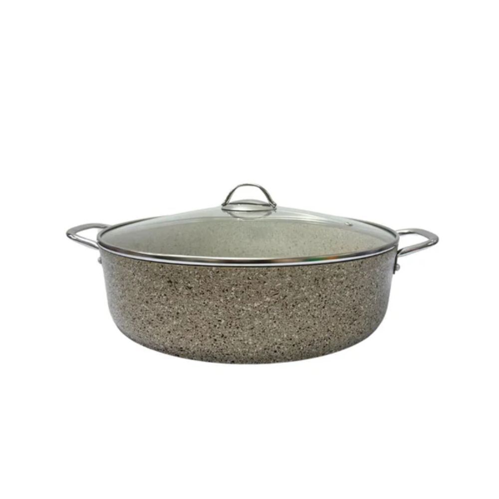 OMS 24cm Sand Beige Low Induction Pot – Non-Stick Cooking Pot for All Stovetops