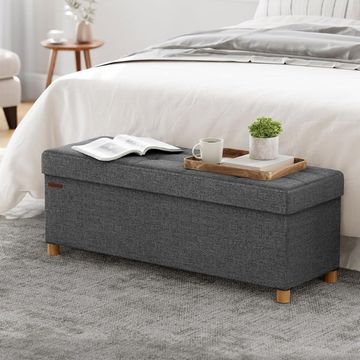 Songmics Storage Ottoman Sofa Box Bedroom Bench, Dark Grey