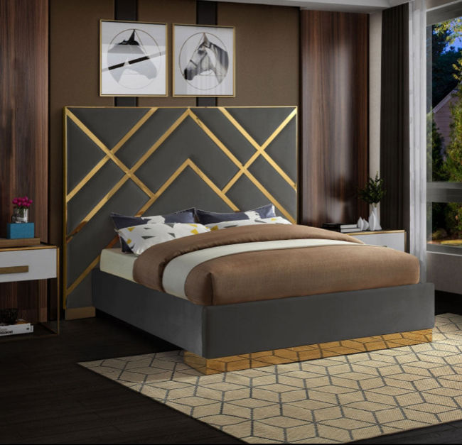 Adara Sleigh Bed King -Grey
