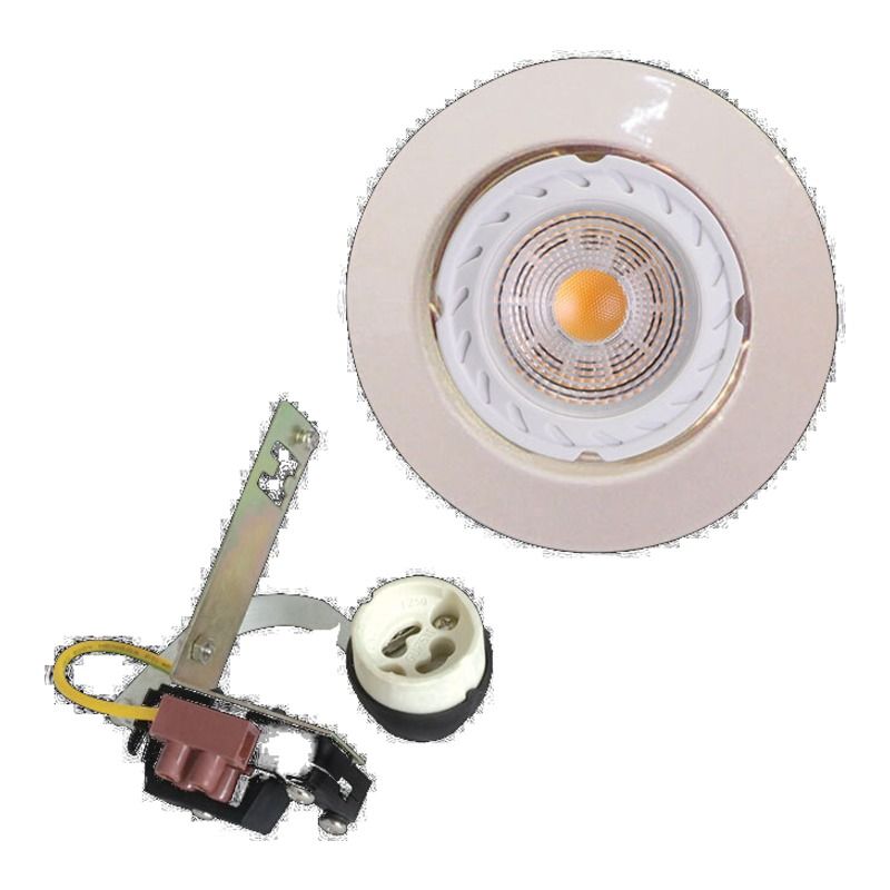230v 10W GU10 Aluminium Bevelled White Straight Downligh