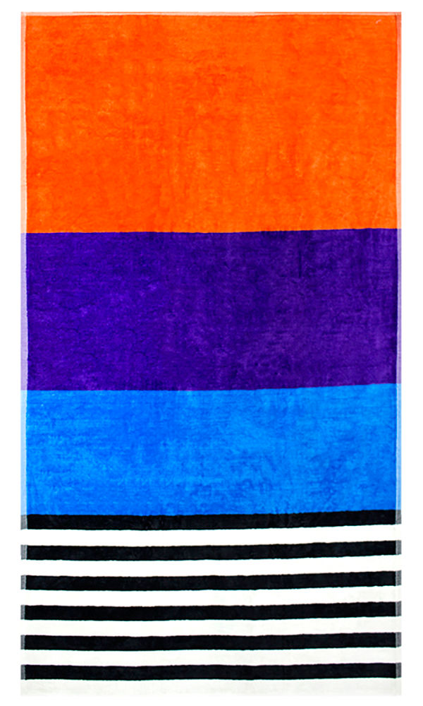 Beach Towel 0700 - Design 037 - 090x170cms - Wide Stripes - 720GMS - Vibrant Orange
