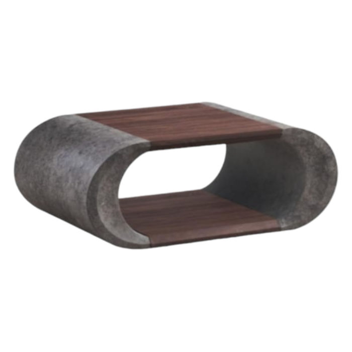 Oval Shape Coffee Table - Dark Brown And Grey