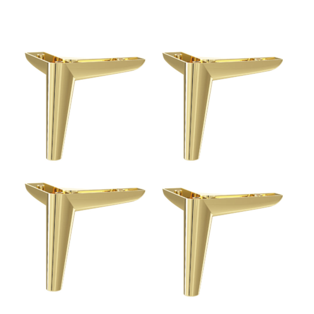 Set of 4 – Retro 14 cm Gold-Plated Plastic Furniture Leg.