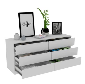 6 drawer double dresser, White