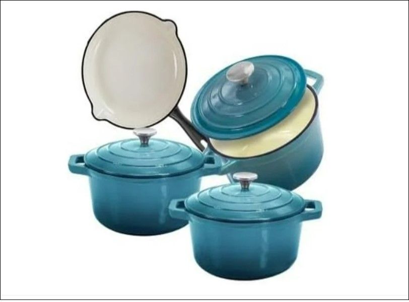SMTE GG123 Non-Stick Coated Cast Iron Cookware Set (7 - Piece)