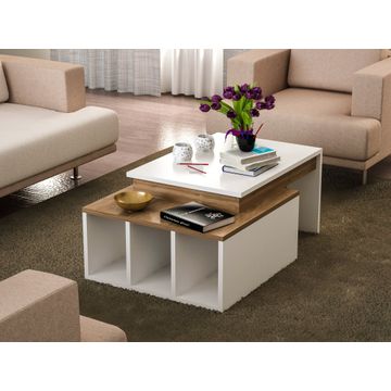 Coffee Table Kolarado - White, Wanut